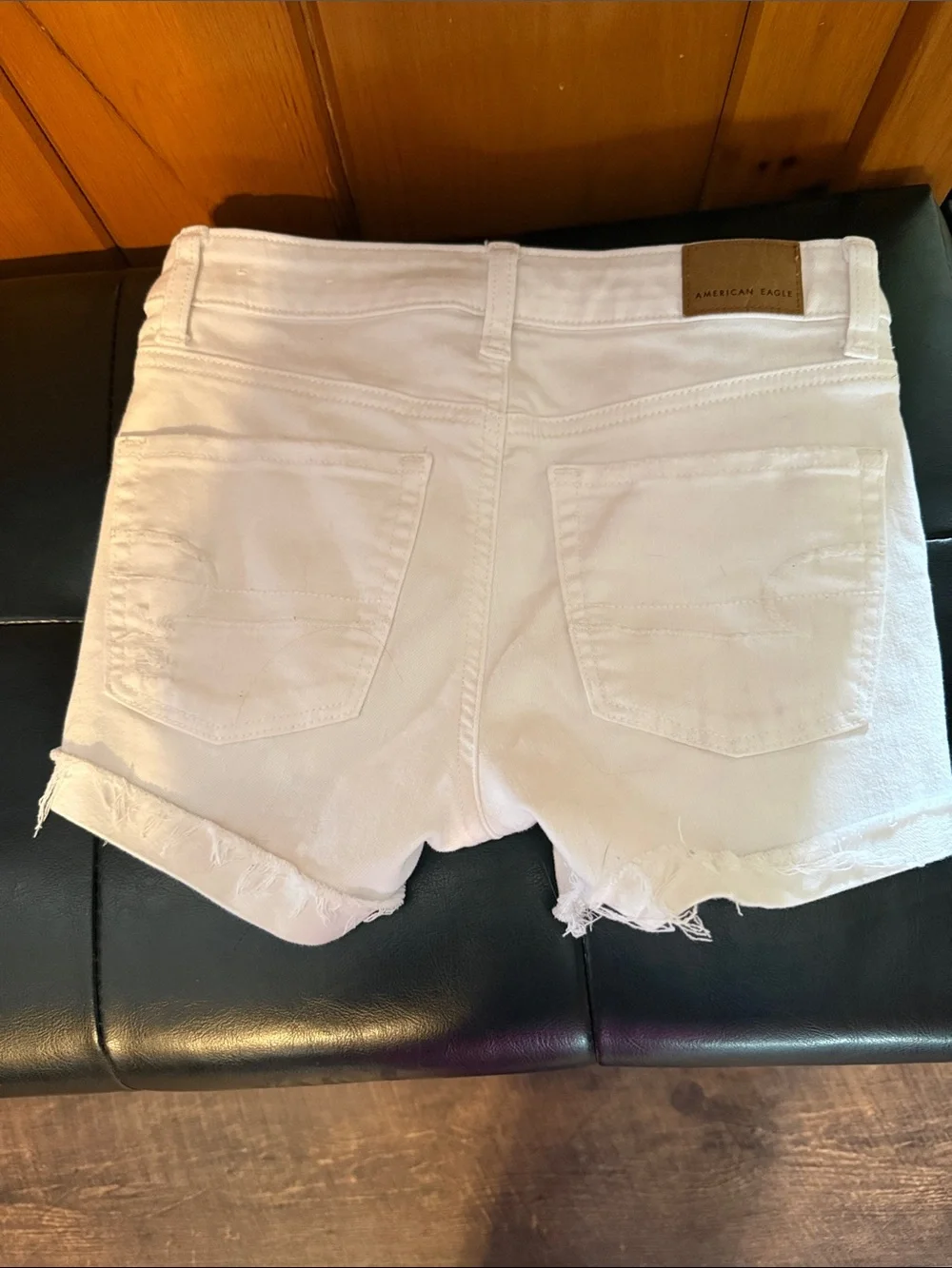 American Eagle Outfitters White Distressed Denim Cutoff Shorts